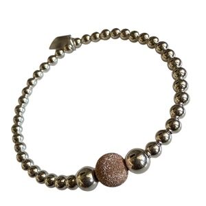 Sterling Silver Stretch Bracelet with 14K Rose Gold Filled Ball Spacer